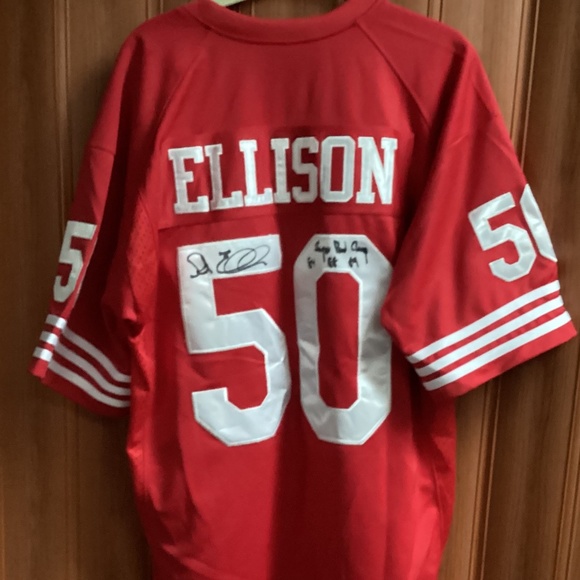 NFL 49ers Legend Riki Ellison #50 Signed Red Jersey Size L - Picture 8 of 12
